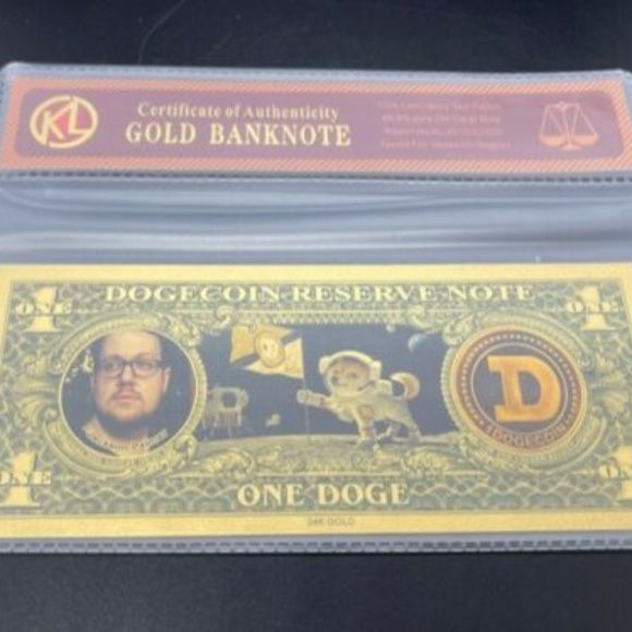 Dogecoin Dollar Gold Banknote Certificate Bill Crypto Souvenir One Doge - Picture 3 of 7